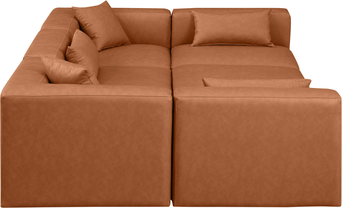 crescent cognac faux leather modular sectional sec6c