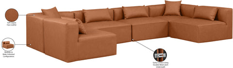 Crescent Cognac Faux Leather Modular Sectional Sec6D