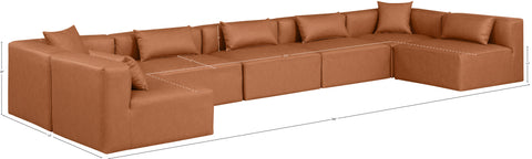 Crescent Cognac Faux Leather Modular Sectional Sec7B
