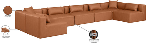 Crescent Cognac Faux Leather Modular Sectional Sec7B