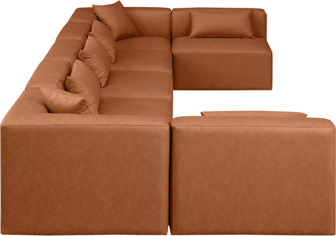 Crescent Cognac Faux Leather Modular Sectional Sec7B
