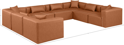 Crescent Cognac Faux Leather Modular Sectional Sec8A