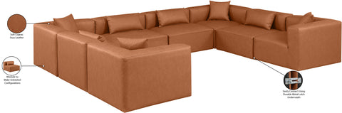 Crescent Cognac Faux Leather Modular Sectional Sec8A