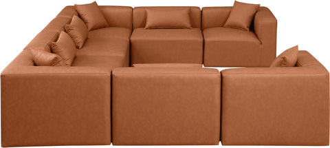 Crescent Cognac Faux Leather Modular Sectional Sec8A