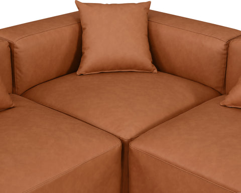 Crescent Cognac Faux Leather Modular Sectional Sec8A
