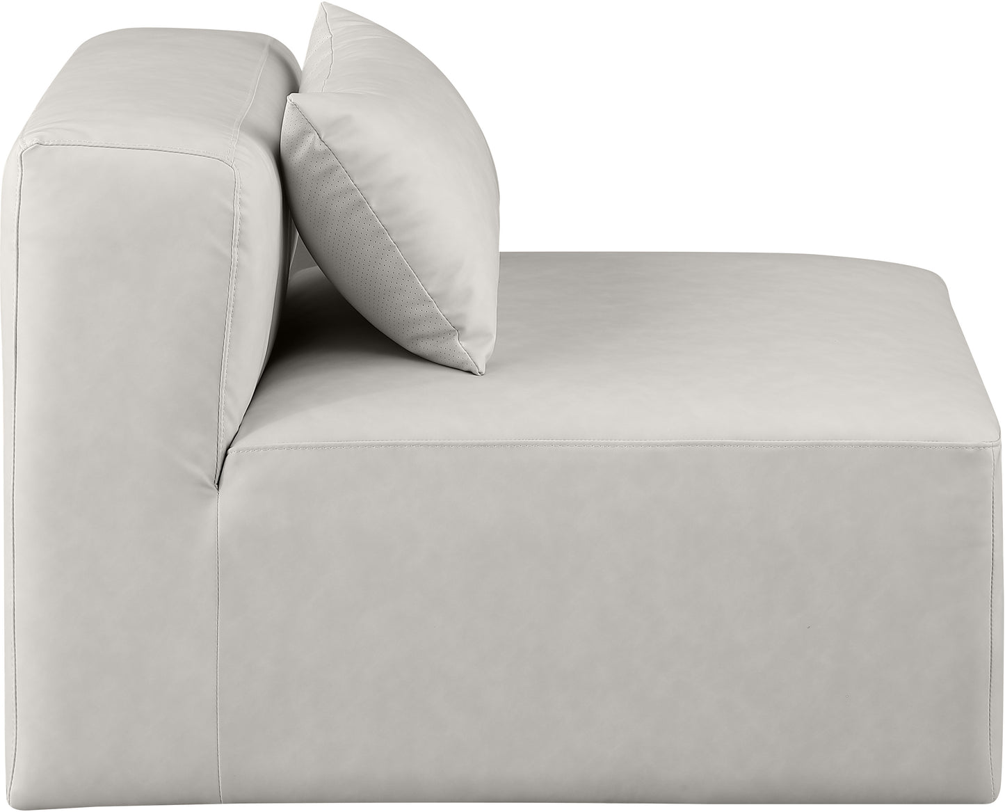 crescent cream faux leather armless chair armless