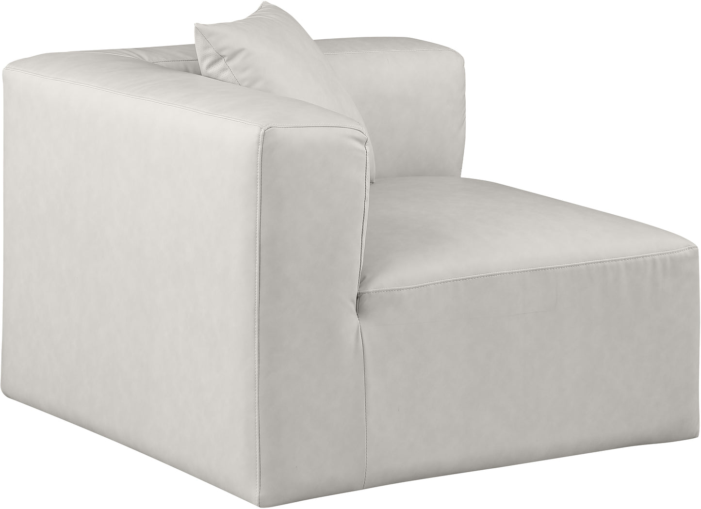 crescent cream faux leather corner chair corner