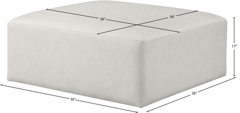 Farrah Cream Vegan Leather Upholstered Ottoman, 1 Piece (Style 2)