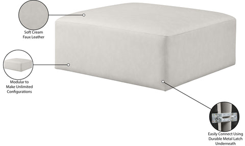 Farrah Cream Vegan Leather Upholstered Ottoman, 1 Piece (Style 2)