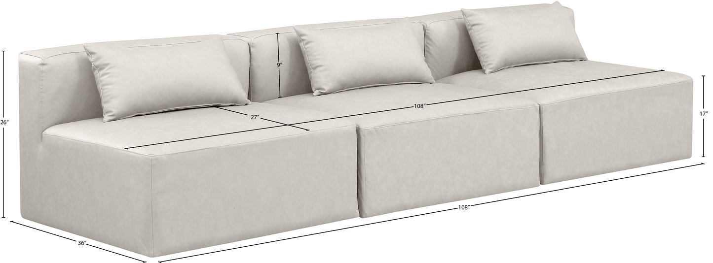 crescent cream faux leather modular sofa s108a