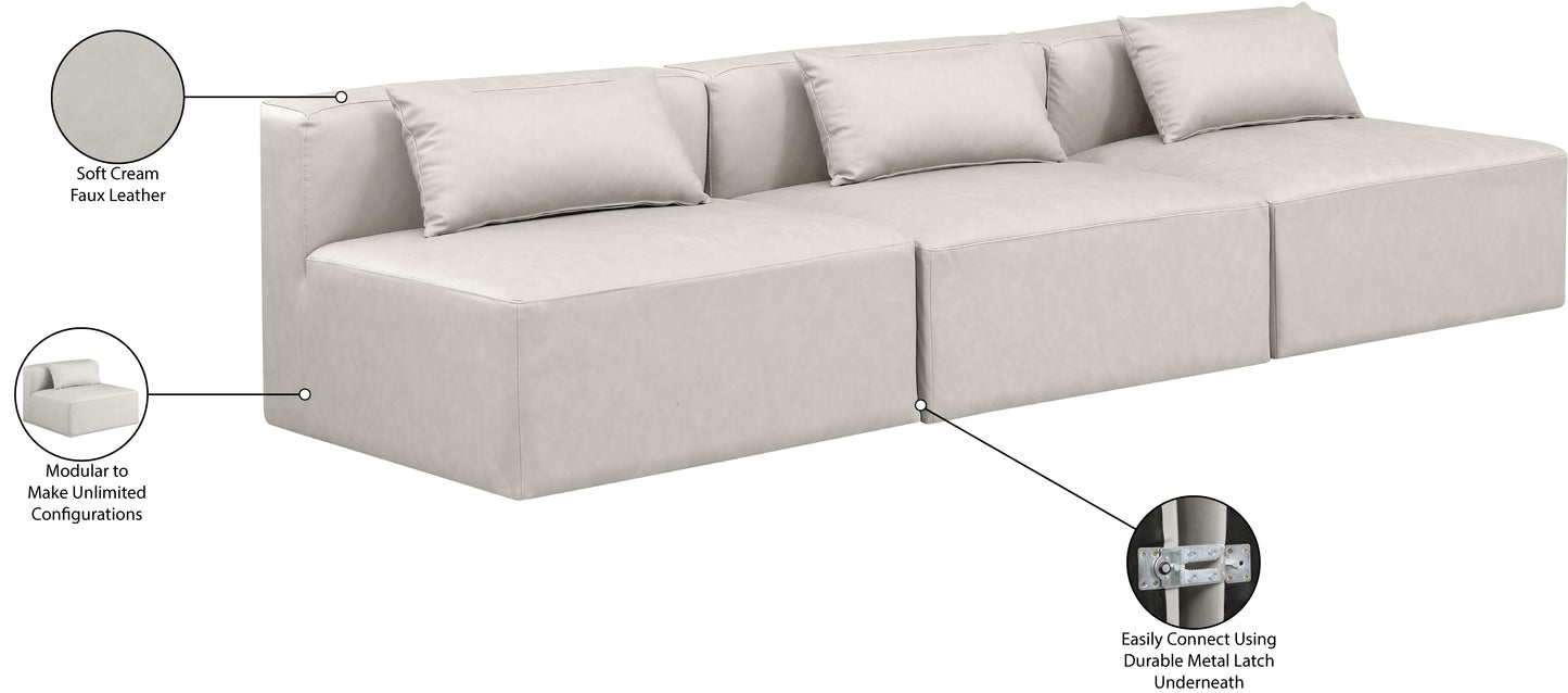 crescent cream faux leather modular sofa s108a