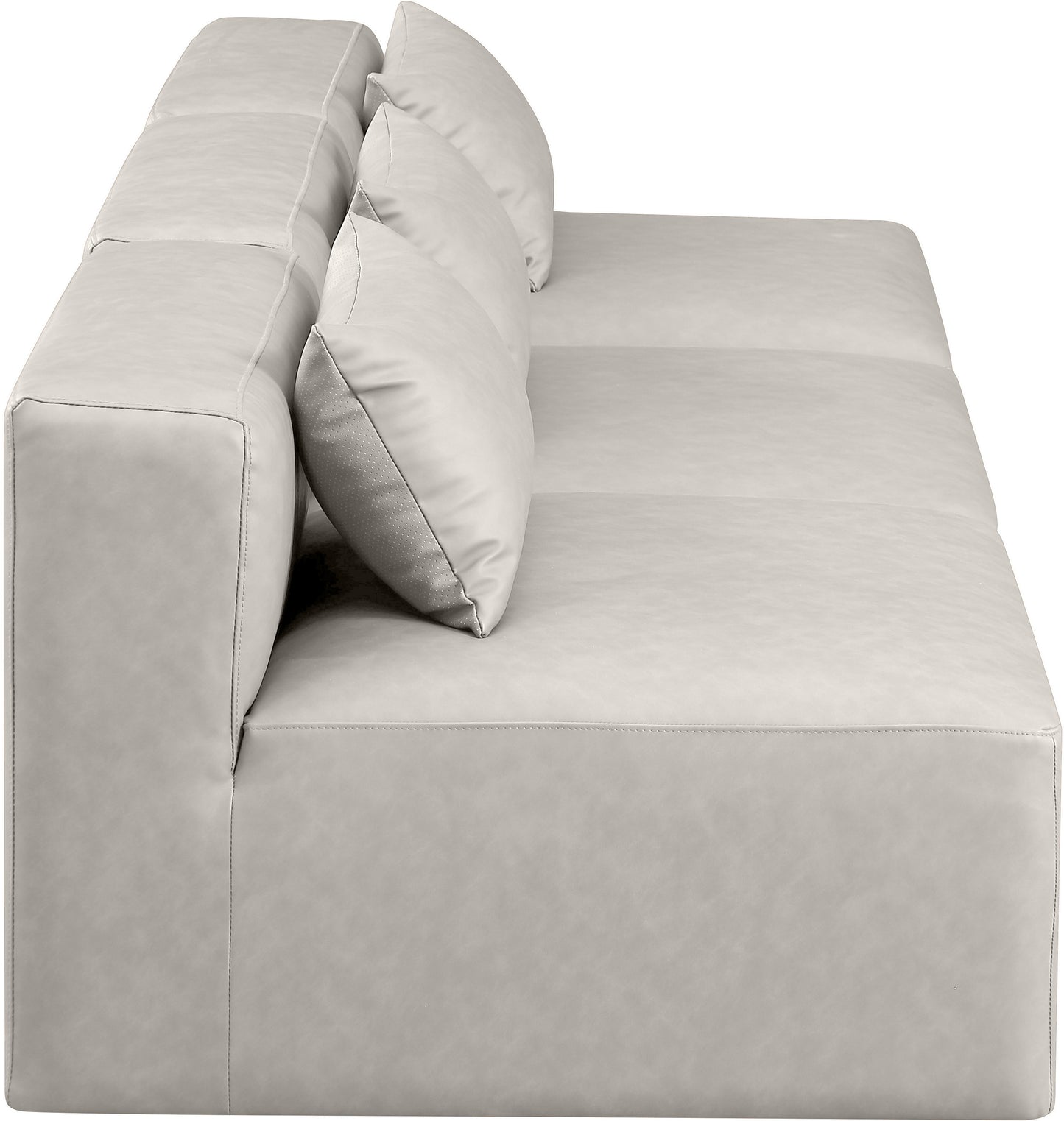 crescent cream faux leather modular sofa s108a