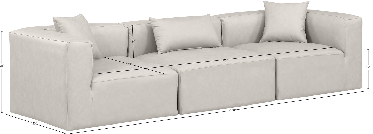 crescent cream faux leather modular sofa s108b