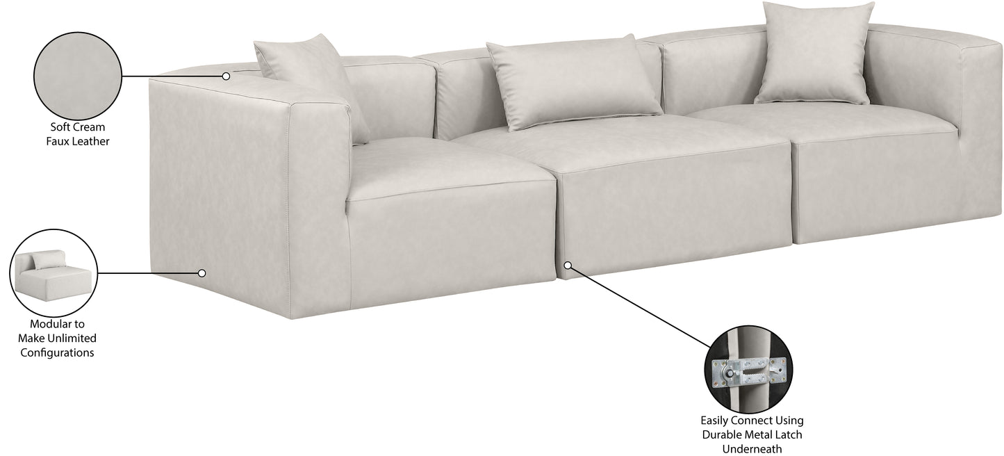 crescent cream faux leather modular sofa s108b