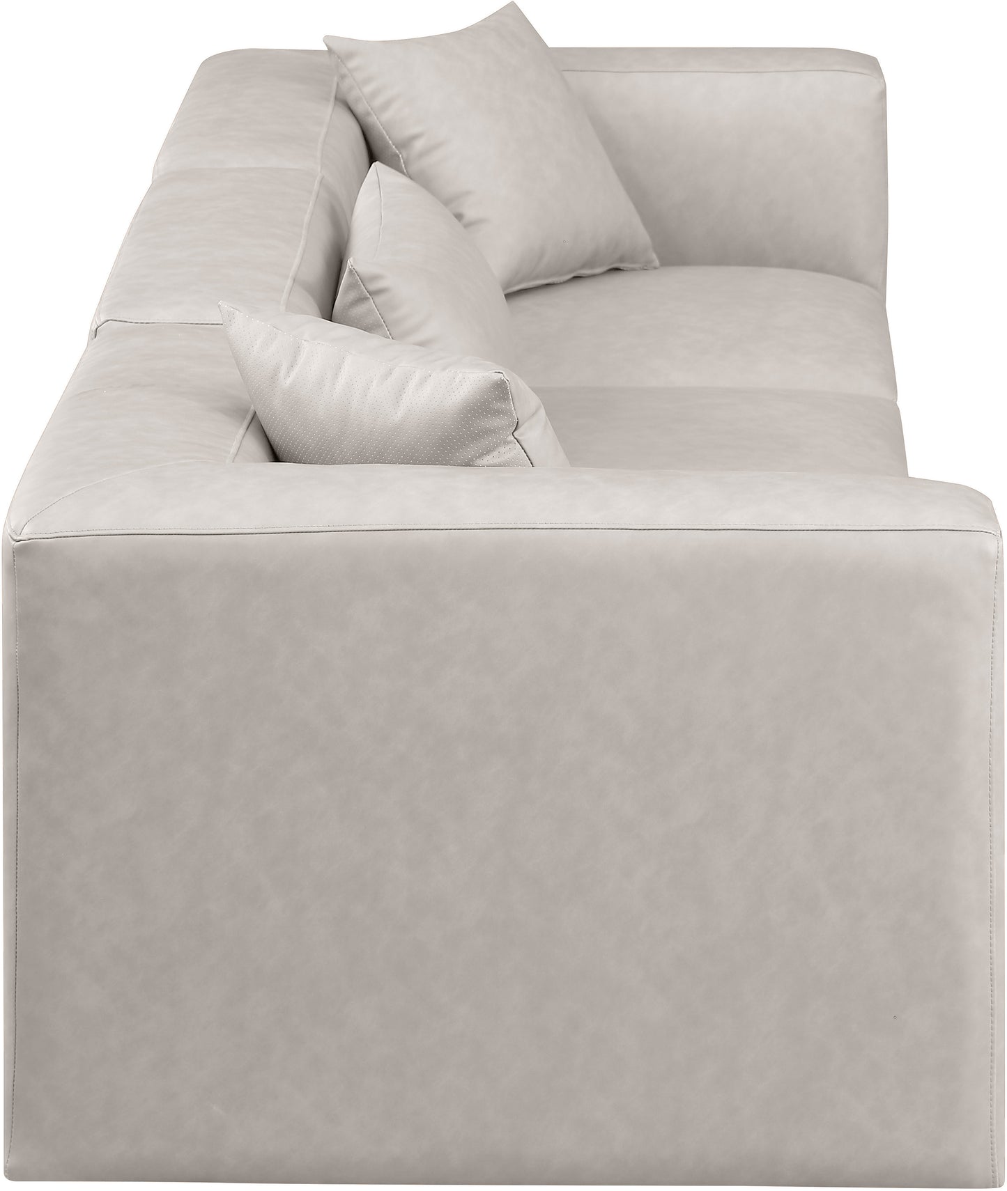 crescent cream faux leather modular sofa s108b