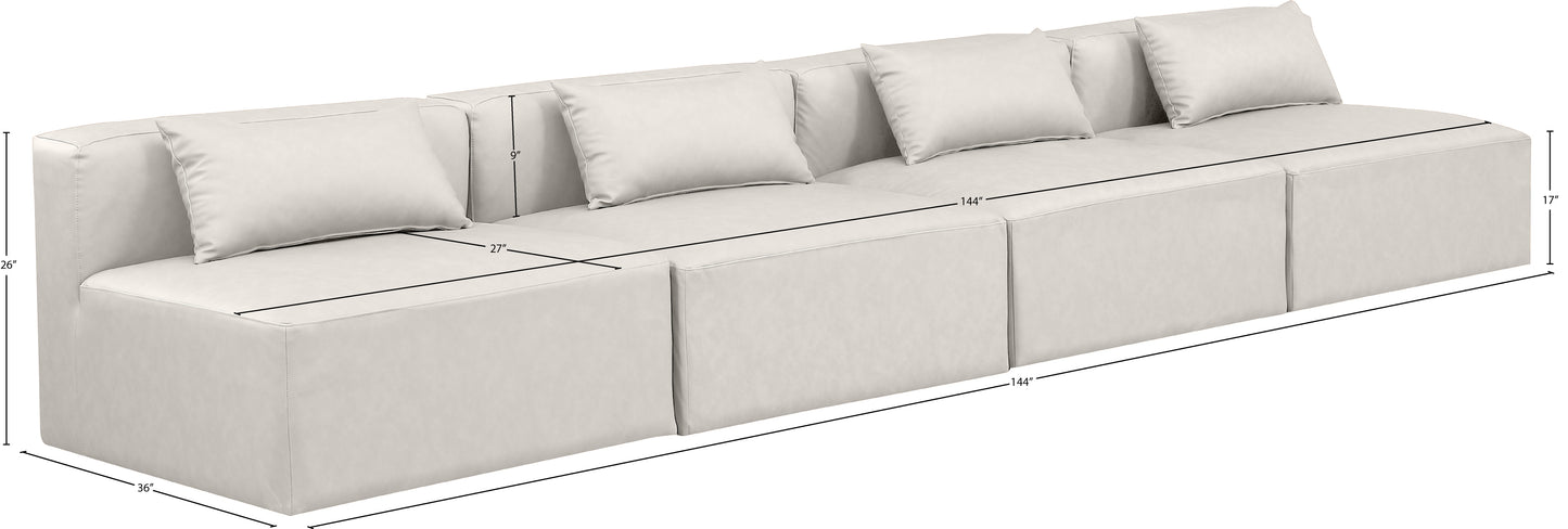 crescent cream faux leather modular sofa s144a