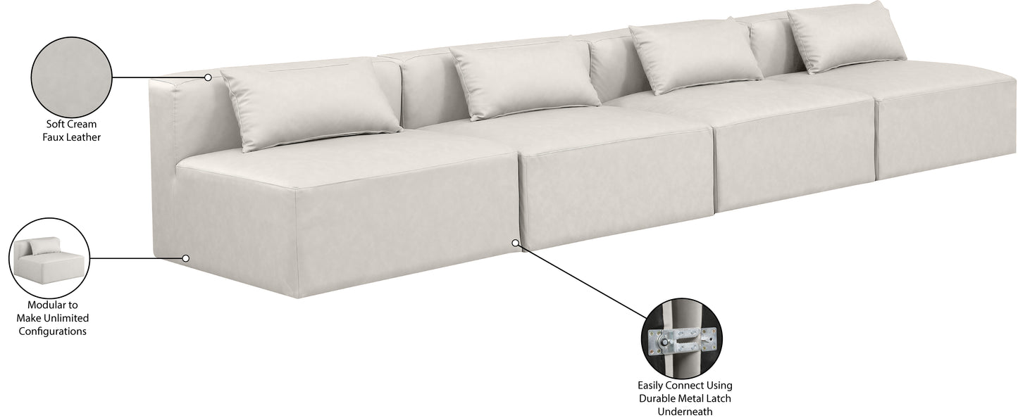 crescent cream faux leather modular sofa s144a