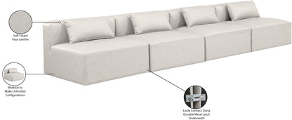 Crescent Cream Faux Leather Modular Sofa S144A