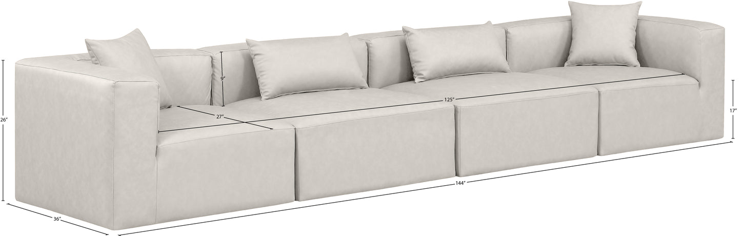 crescent cream faux leather modular sofa s144b