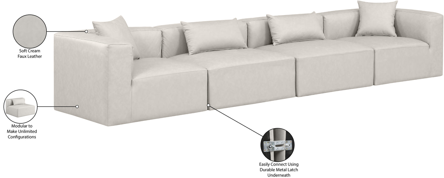 crescent cream faux leather modular sofa s144b