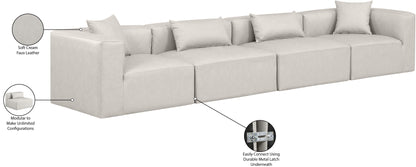 Crescent Cream Faux Leather Modular Sofa S144B