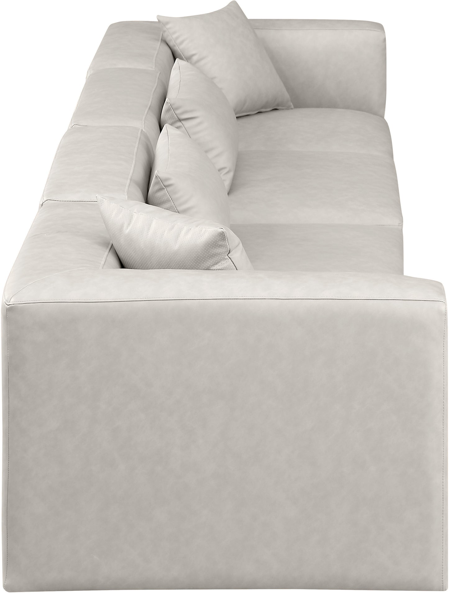 crescent cream faux leather modular sofa s144b