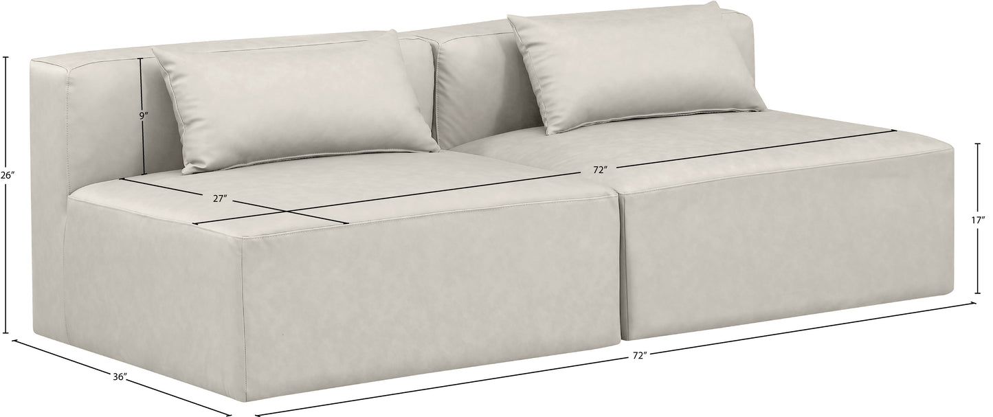 crescent cream faux leather modular sofa s72a