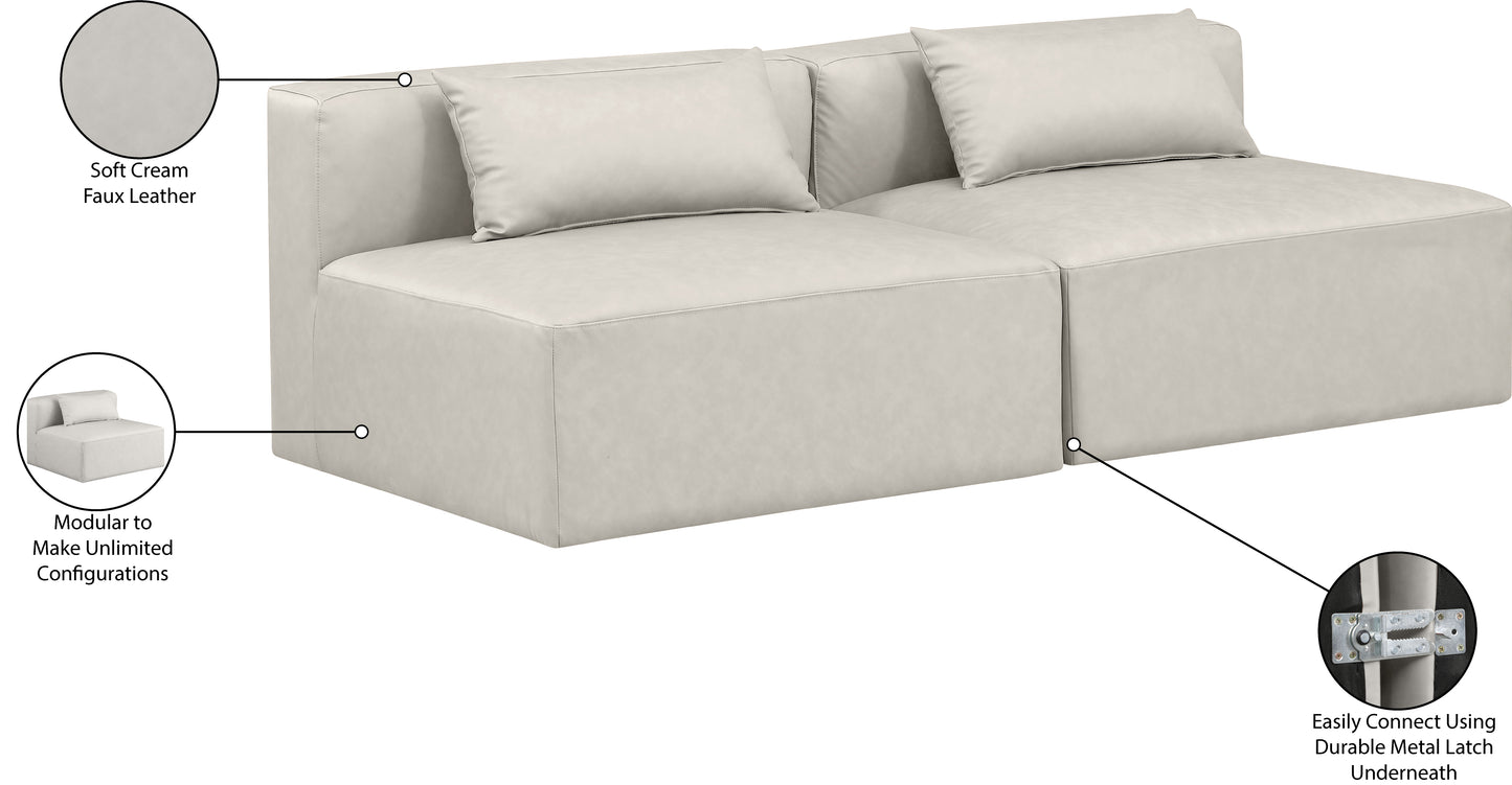 crescent cream faux leather modular sofa s72a