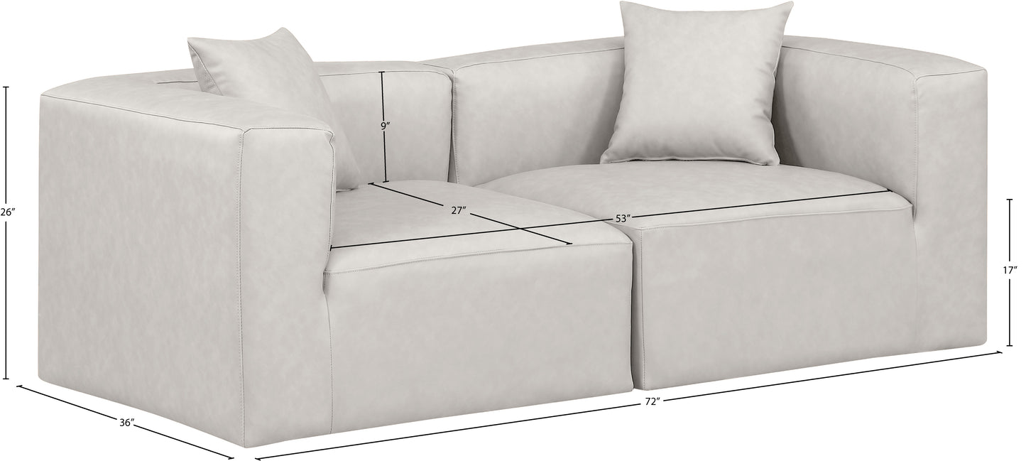 crescent cream faux leather modular sofa s72b