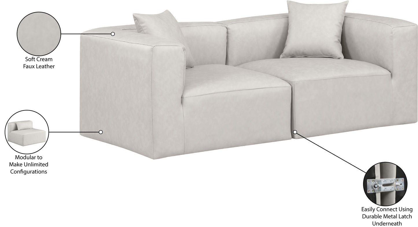 crescent cream faux leather modular sofa s72b