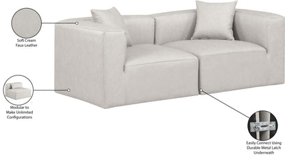 Crescent Cream Faux Leather Modular Sofa S72B