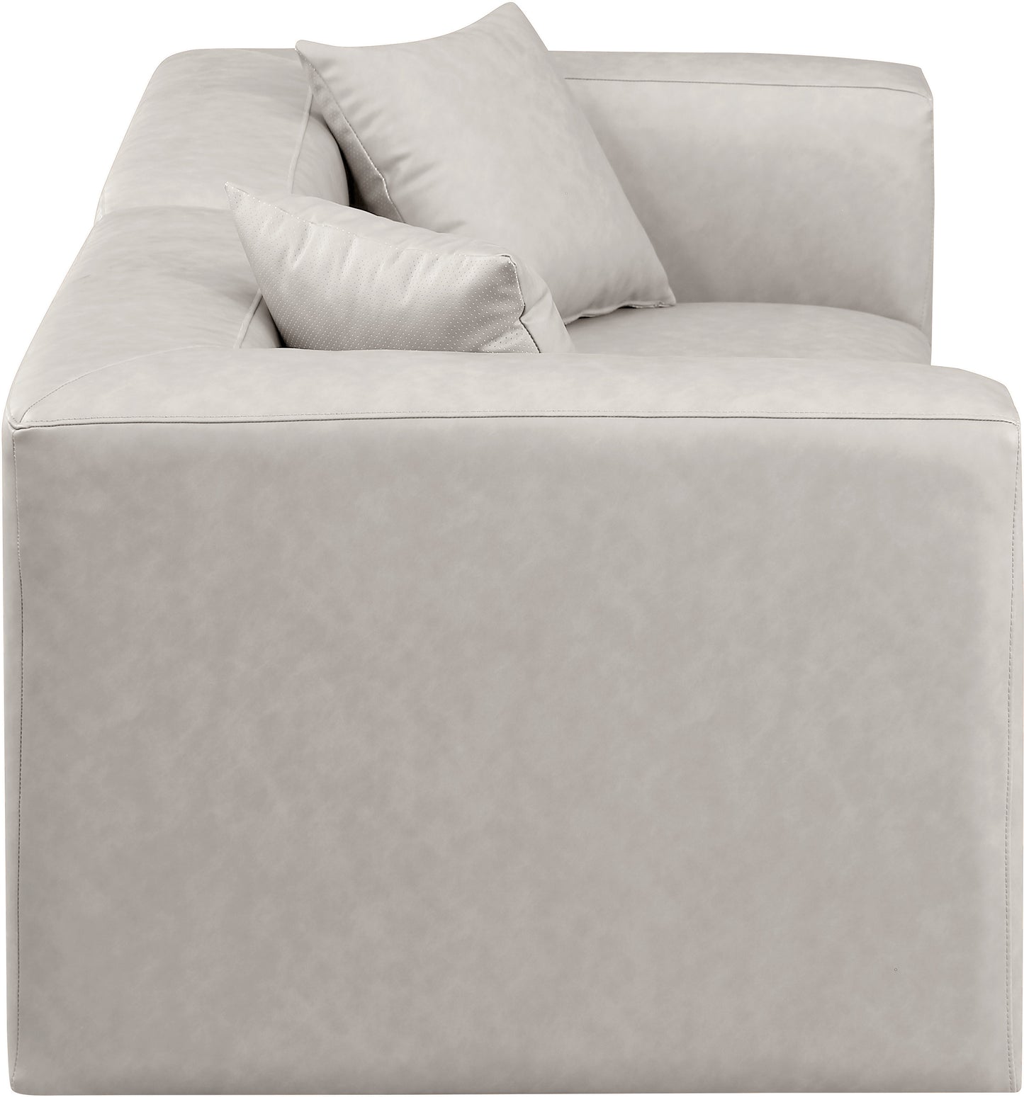 crescent cream faux leather modular sofa s72b