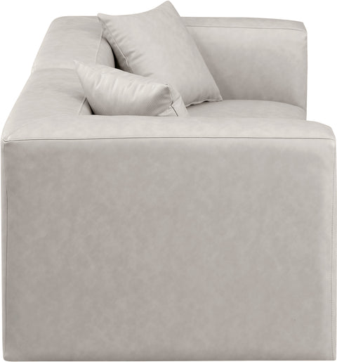 Crescent Cream Faux Leather Modular Sofa S72B