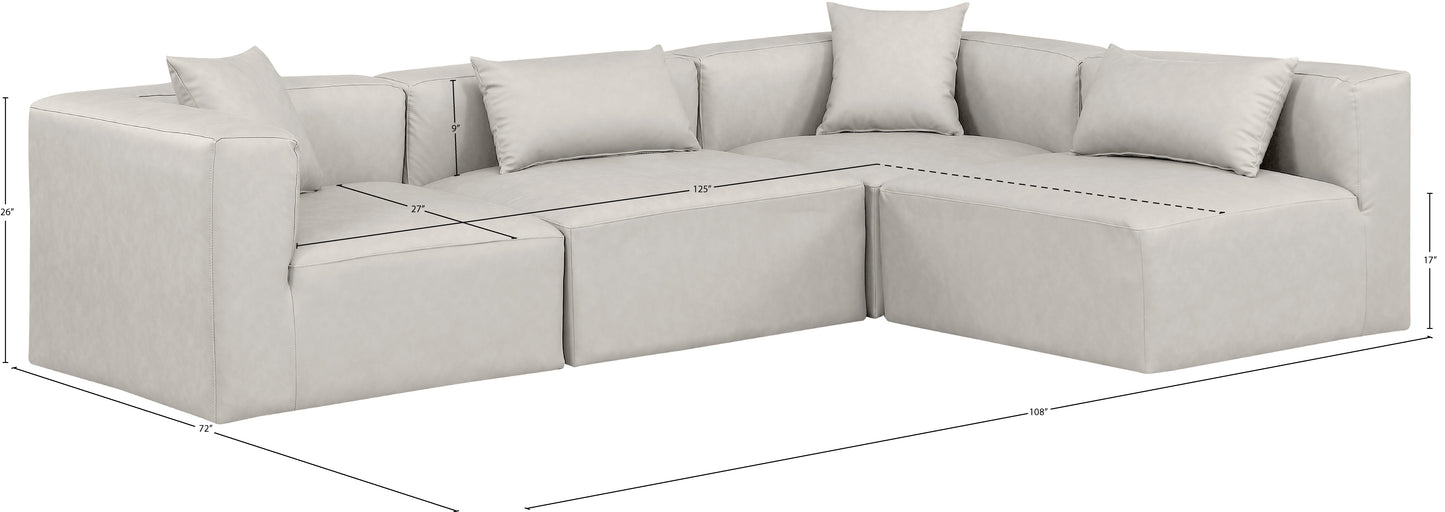 crescent cream faux leather modular sectional sec4b