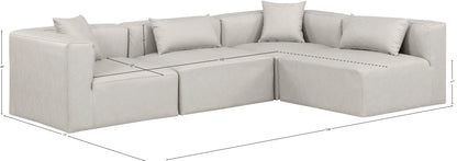 Crescent Cream Faux Leather Modular Sectional Sec4B