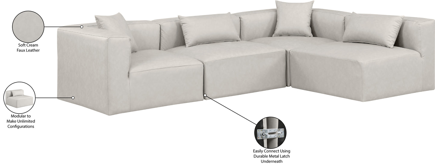 crescent cream faux leather modular sectional sec4b