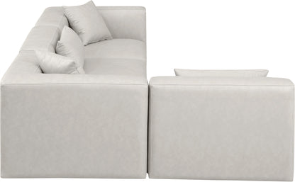 Crescent Cream Faux Leather Modular Sectional Sec4B