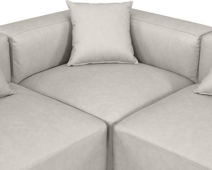 Crescent Cream Faux Leather Modular Sectional Sec4B