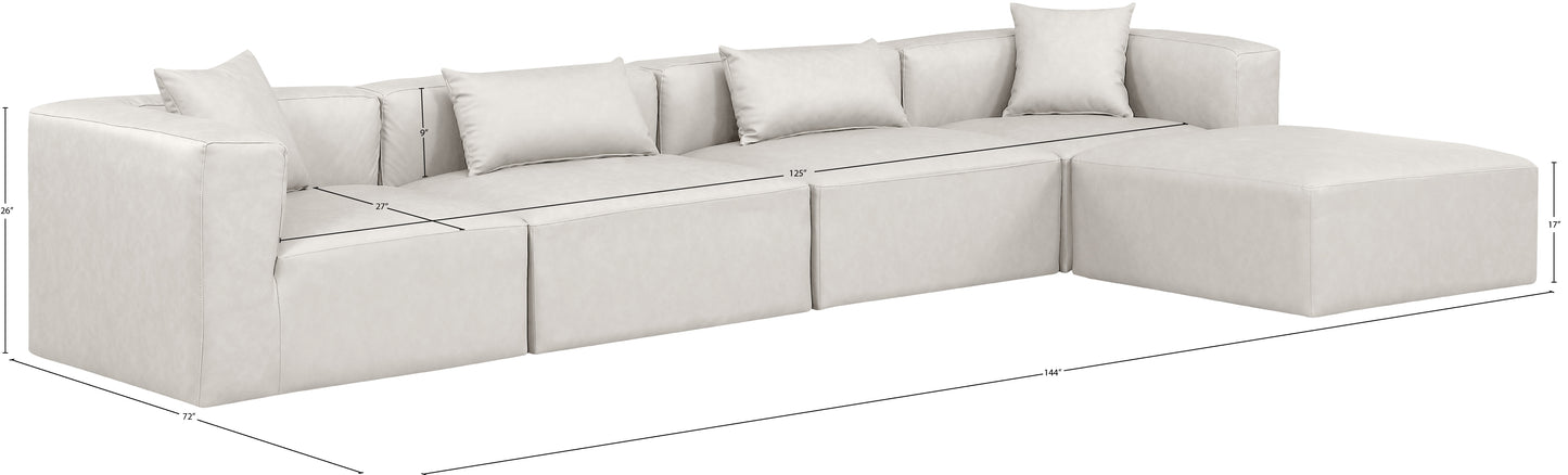 crescent cream faux leather modular sectional sec5a