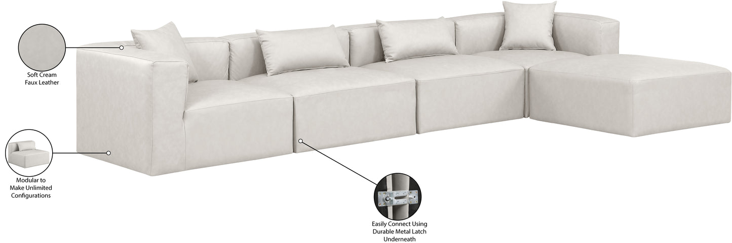 crescent cream faux leather modular sectional sec5a