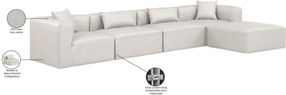 Crescent Cream Faux Leather Modular Sectional Sec5A