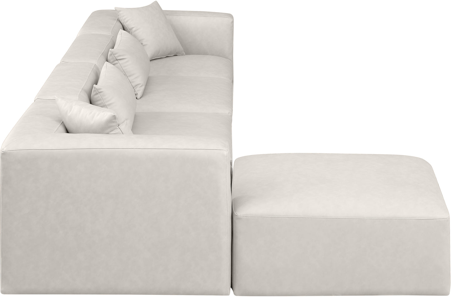 crescent cream faux leather modular sectional sec5a