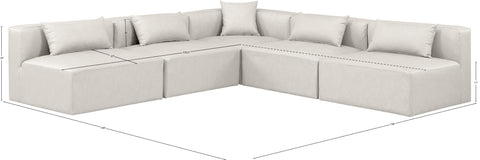 Crescent Cream Faux Leather Modular Sectional Sec5B