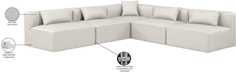 Crescent Cream Faux Leather Modular Sectional Sec5B