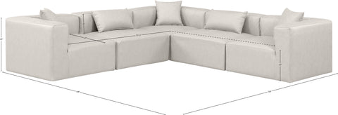 Crescent Cream Faux Leather Modular Sectional Sec5C