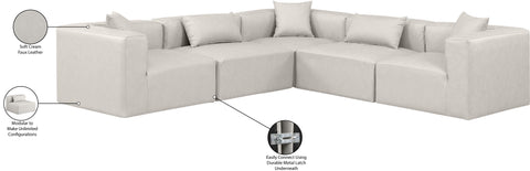 Crescent Cream Faux Leather Modular Sectional Sec5C