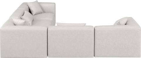 Crescent Cream Faux Leather Modular Sectional Sec5C
