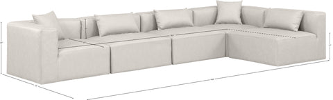 Crescent Cream Faux Leather Modular Sectional Sec5D