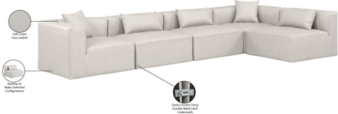 Crescent Cream Faux Leather Modular Sectional Sec5D