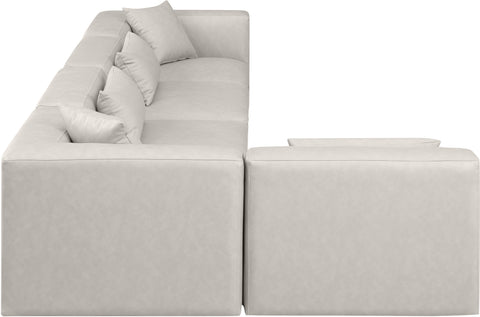 Crescent Cream Faux Leather Modular Sectional Sec5D
